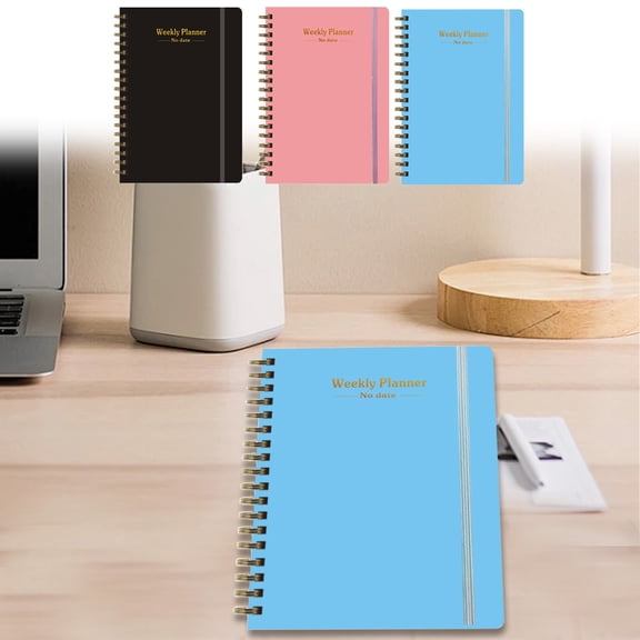 Weekly Planner Book | Undated Goal Organizer | To-Do List, Habit Tracker, Thick Paper, Ink-Resistant, Portable Journal for Office, Home | Pink Blue | 8.26x5.70 in