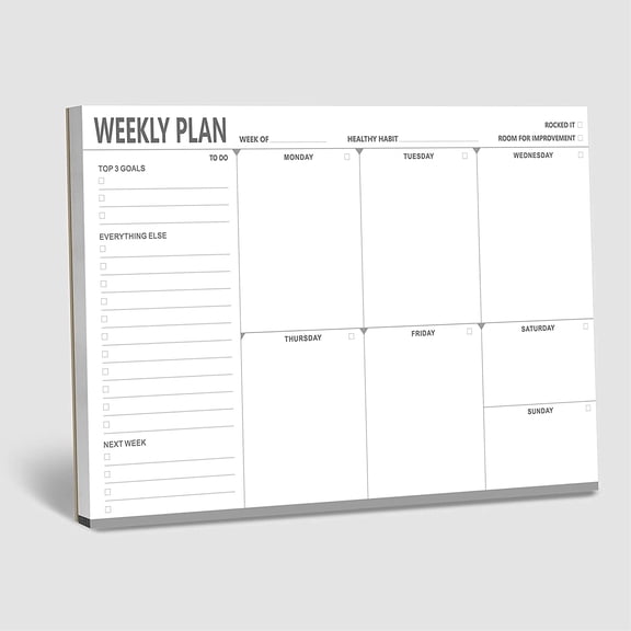 Weekly Planner Desktop List Note Pad To Do with Magnet Mountings for Fridge Locker (90 Sheets 9" x 6")