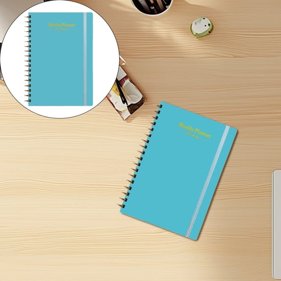 Weekly Planner Notebook, 8.26*5.7 Inch Spiral Bound Undated Planner, To Do List Notebook, Teal Hardcover Agenda Organizer for Scheduling, Goal Setting, Productivity and Daily Planning
