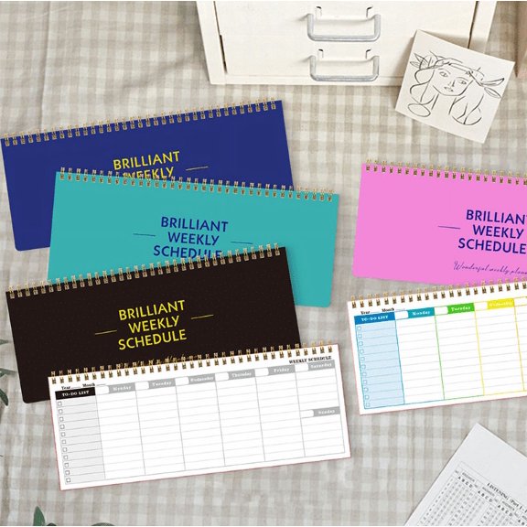 Weekly Planner Notebook Spiral Bound Coil Memo Time Management Schedule Ledger Book