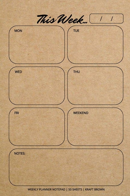 Weekly Planner Notepad: Kraft Brown, Daily Planning Pad for Organizing ...