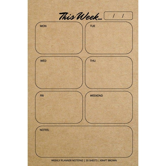Weekly Planner Notepad: Kraft Brown, Daily Planning Pad for Organizing, Tasks, Goals, Schedule, (Paperback)