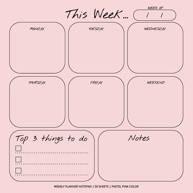 Weekly Planner Color, To Do List, Daily Agenda, Organizer, Desk Pad, 50 Sheets (Paperback) - Walmart.com