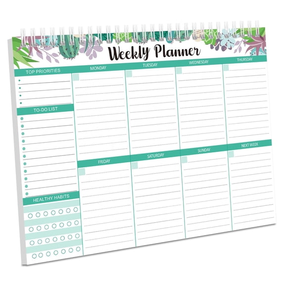 Weekly Planner Notepad Spiral with 52 Undated Sheet, 7.4" x 10" Daily To Do List Notepad Notebook, Tear off Monthly Aesthetic Work Desk Planner for Women Man Office School Agenda (Style C)