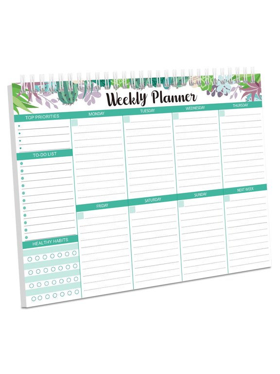 Weekly Planner Notepad Spiral with 52 Undated Sheet, 7.4" x 10" Daily To Do List Notepad Notebook, Tear off Monthly Work Desk Planner for Women Man Office School Agenda (Style A)