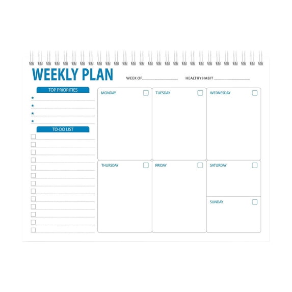Weekly Planner Notepad,Spiral To Do List Undated Planning Pad, Weekly Organizer for Students, Weekly Agenda for Work & Daily Life, 7.5 x 10 in