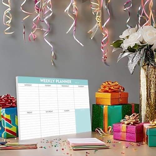 Weekly Planner Notepad - Tear Off Planning Pad with Daily Schedule & Calendar, 52 Sheets, 100gsm Paper, Undated Weekly To Do List Notepad, 10x7 in