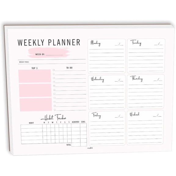 Weekly Planner Notepad Tear Off Premium 53 Thick A4 Paper Weekly Sheets, Weekly To Do List, Daily To Do List, Habit Tracker, Academic 8.5 x 11