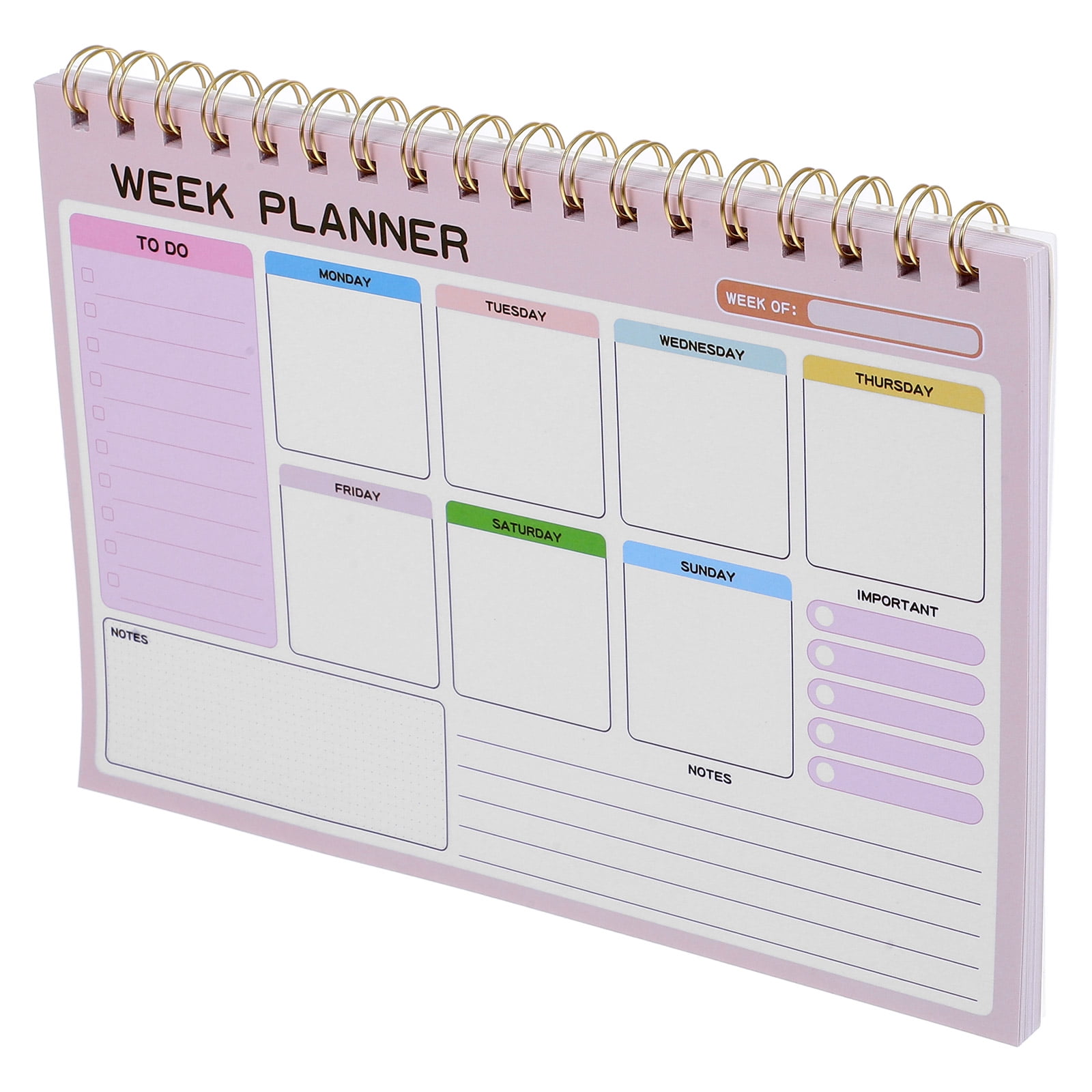 OUNONA Pink Weekly Desk Planner for Home Use with Twin Wire Binding and ...