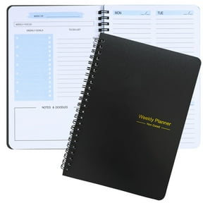Weekly Planner Undated Planner Book, 52 Week Discipline Punch Book, To Do List Notebook with Spiral Binding & Stickers, Yearly Agenda Organizer Book, Academic Monthly Calendar Planner, Black