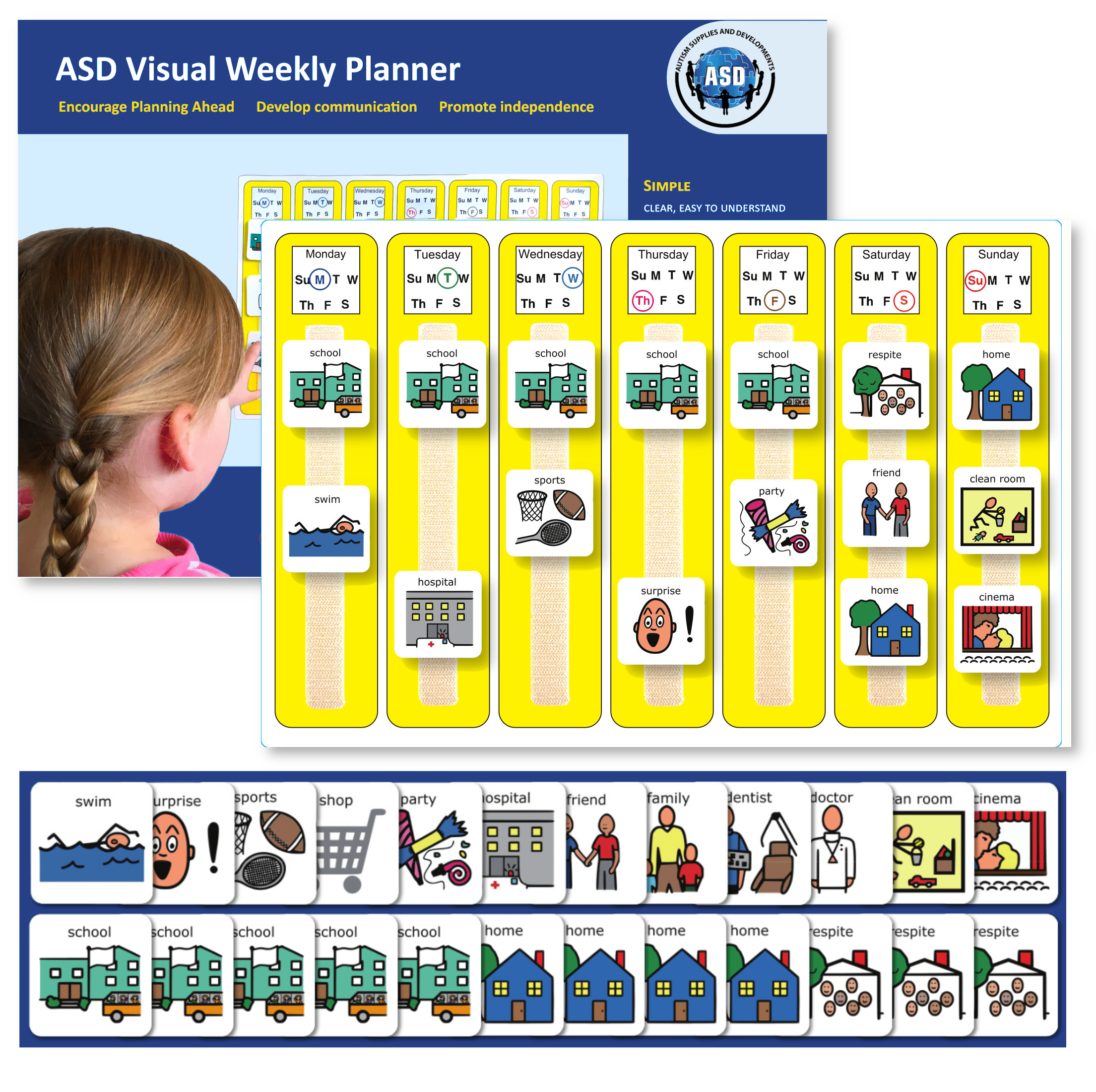 Weekly Planner Wall Chart – Visual Cards Weekly Calendar Visual Board ...