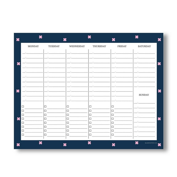 Weekly Planner by Kahootie Co, 50 Sheet Notepad, 8.5"x11" , Navy