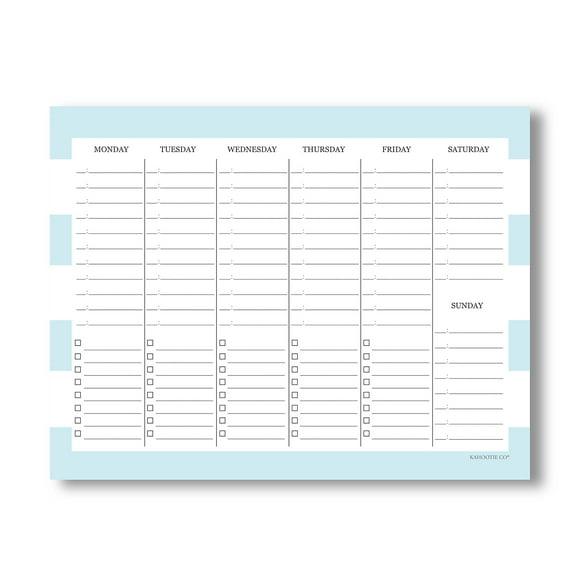 Weekly Planner by Kahootie Co, 50 Sheet Notepad, 8.5"x11" , Teal Stripe
