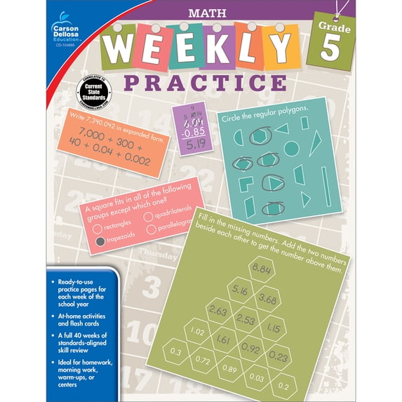 Weekly Practice Math, Grade 5, (Paperback)