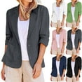 thumbnail image 1 of Weekly Sale Women's Ruched 3/4 Sleeve Blazers Lightweight Slim Fit Work Office Suits Business Casual Open Front Basic Solid Blazer Jackets,Black,XXXL, 1 of 7