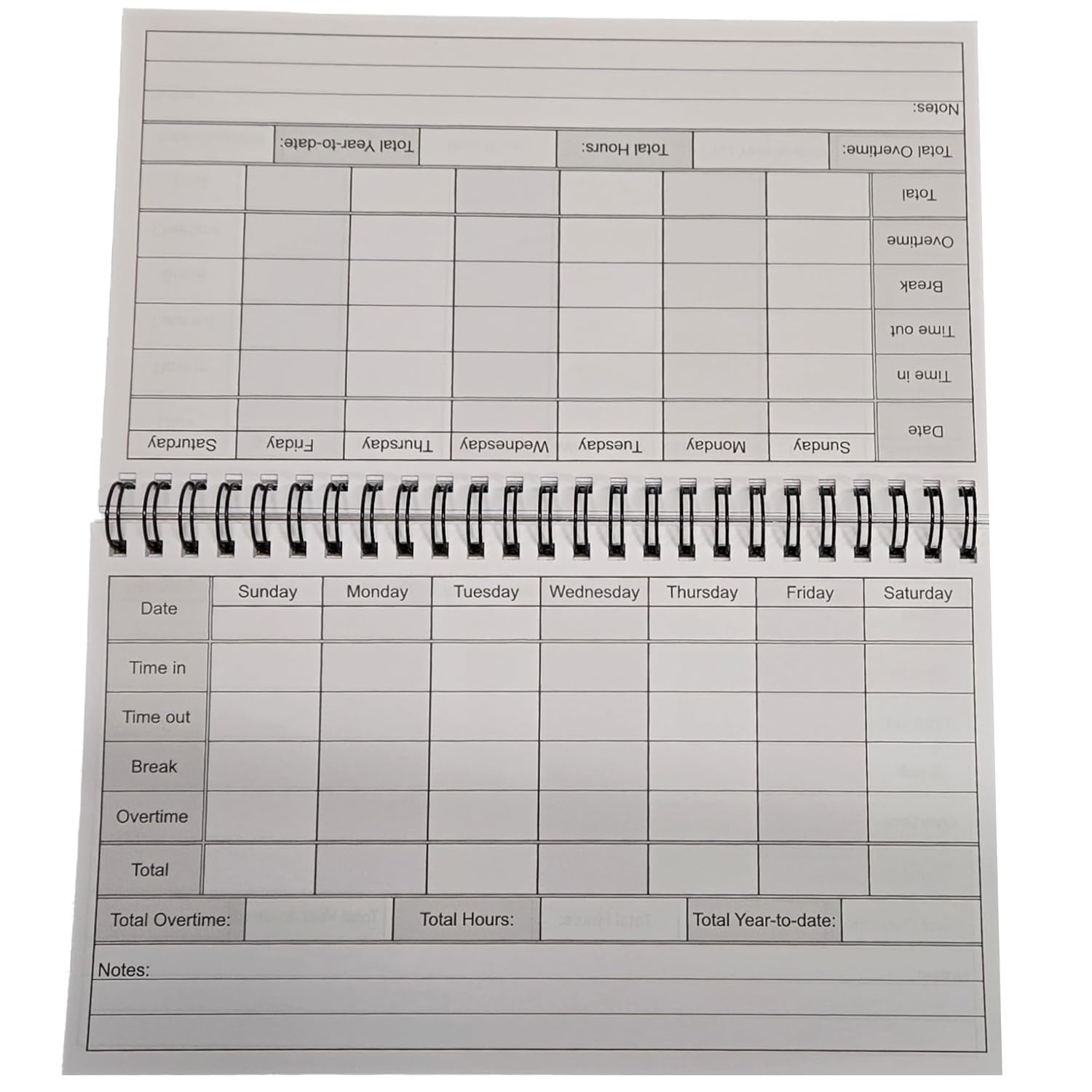Weekly Time Clock Log Book 8.5 x 5 Wire Bound - Track and Organize Your ...
