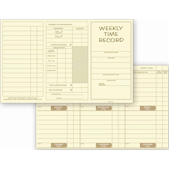 Weekly Time Record, 250 Time Cards