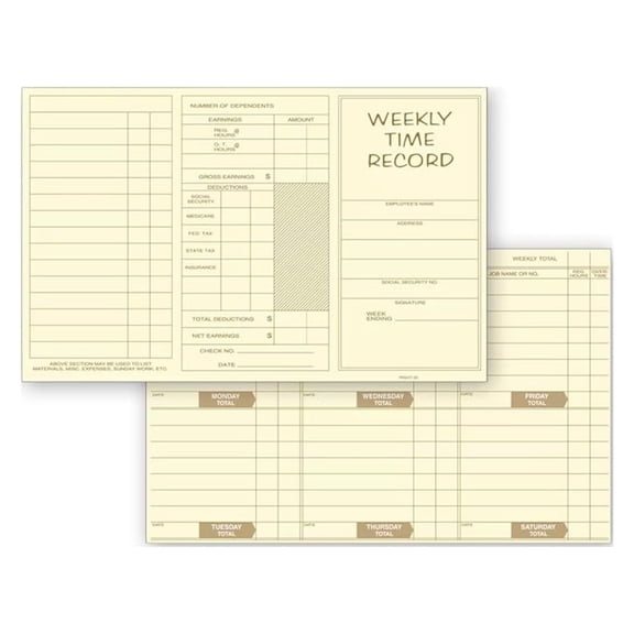 Weekly Time Record, 250 Time Cards