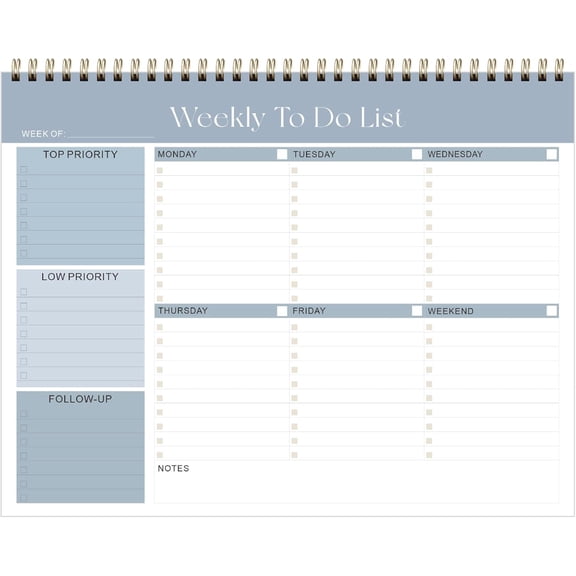 Weekly To Do List Notepad, Undated Planner with 52 Sheets (8.5''x11''), Desk Weekly Planner for Women & Man, Home School & Work