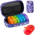 thumbnail image 1 of Weekly Travel Pill Organizer 2 Times A Day AM PM Upgraded Rainbow Pill Box 7 Day with Portable Zipper Canvas Pill Case, Medicine Organizer for Pills, Vitamins, Fish Oils - Bloom 01, 1 of 6