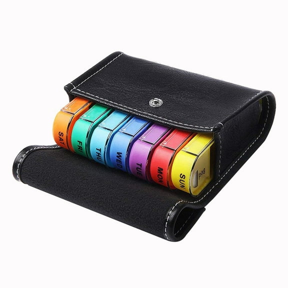 Weekly Travel Pill Organizer - 28 Compartments (7 Days x 4 Times), Durable , Slide Lids, Compact for Prescription/Medication
