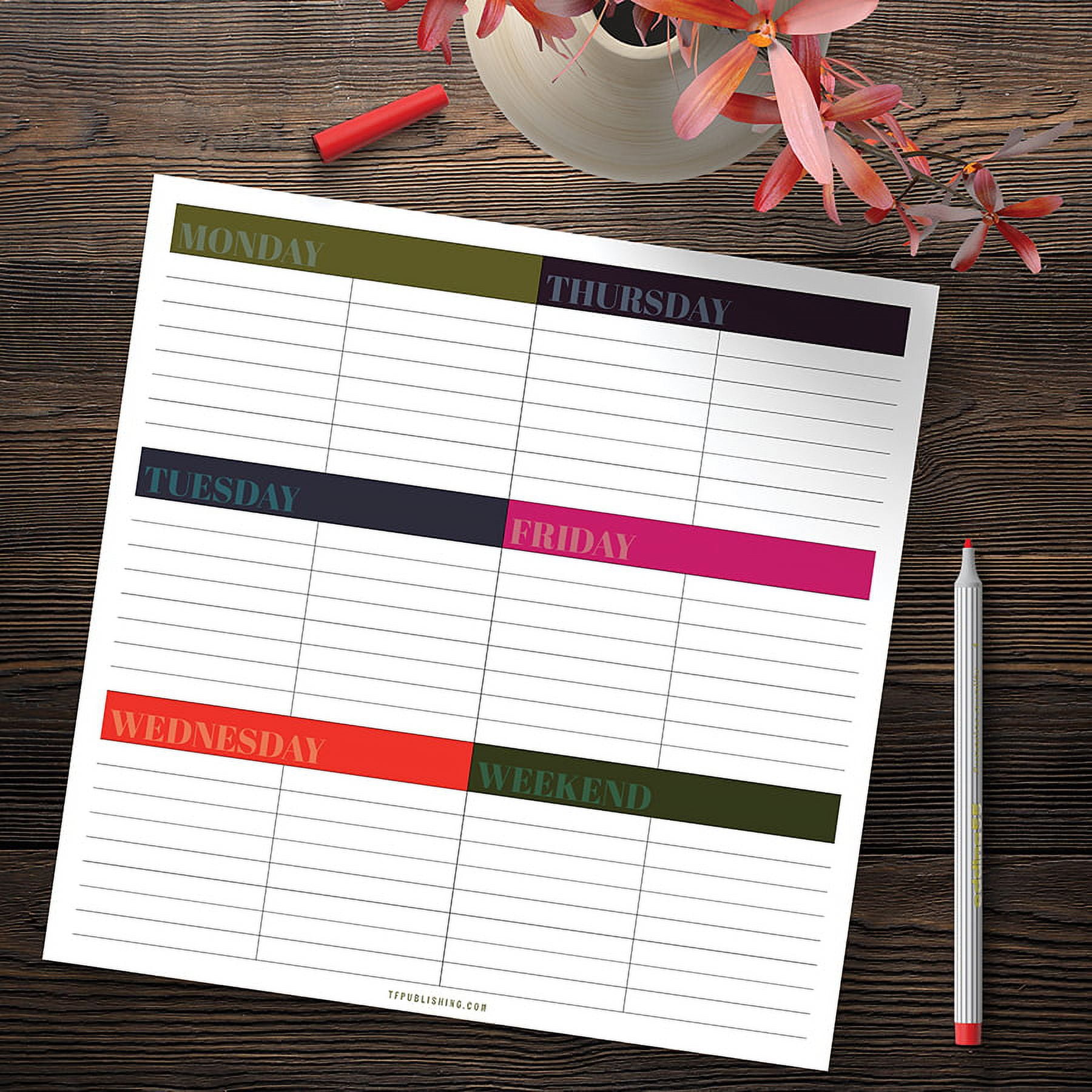 Weekly Wonder Colorful Calendar - Desk Pad 8x8 for Weekly Planning ...