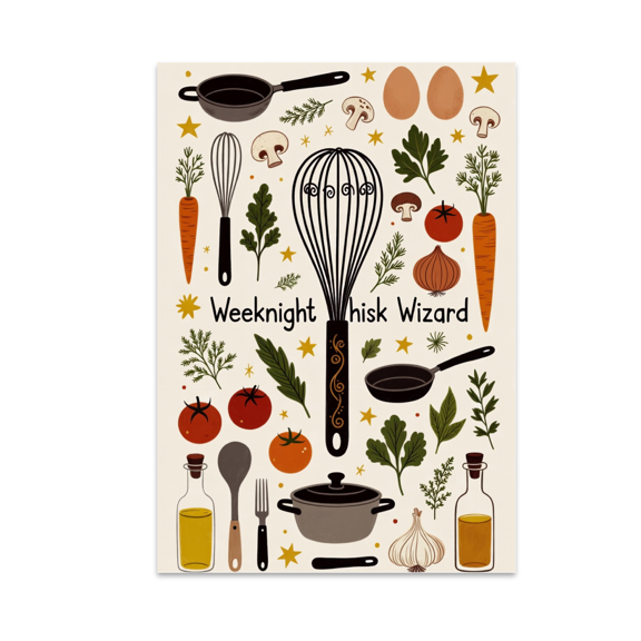 Weeknight Whisk Wizard Kitchen Art Decor - Home Chef - 13x19 Poster Print