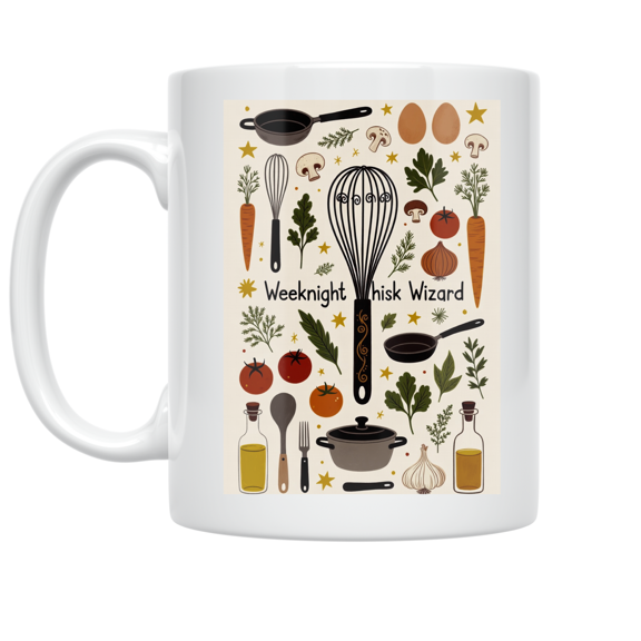 Weeknight Whisk Wizard Kitchen Humor - Home Chef - 11 oz Ceramic Coffee Mug
