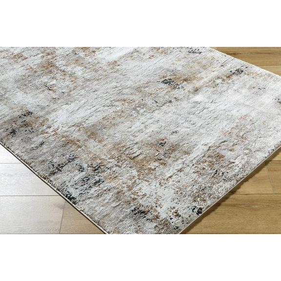 BoutiqueRugs Weeko Contemporary Low Traffic Thick Area Area Rug - Peach, Ivory, Black - 6'7" x 9'