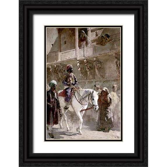Weeks, Edwin Lord 13x18 Black Ornate Wood Framed with Double Matting Museum Art Print Titled - Triumphal Procession
