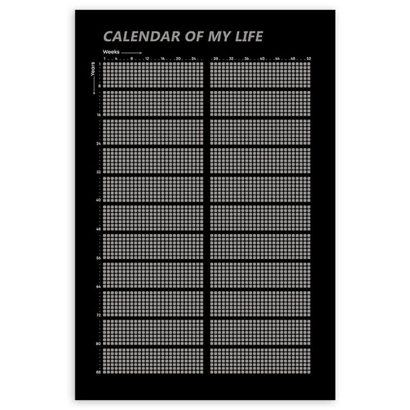 Weeks of My Life Poster, Life Calendar Poster, Calendar of My Life, 88 Years Lifespan, Lifetime, Week Calendar, Motivational Wall Art Print