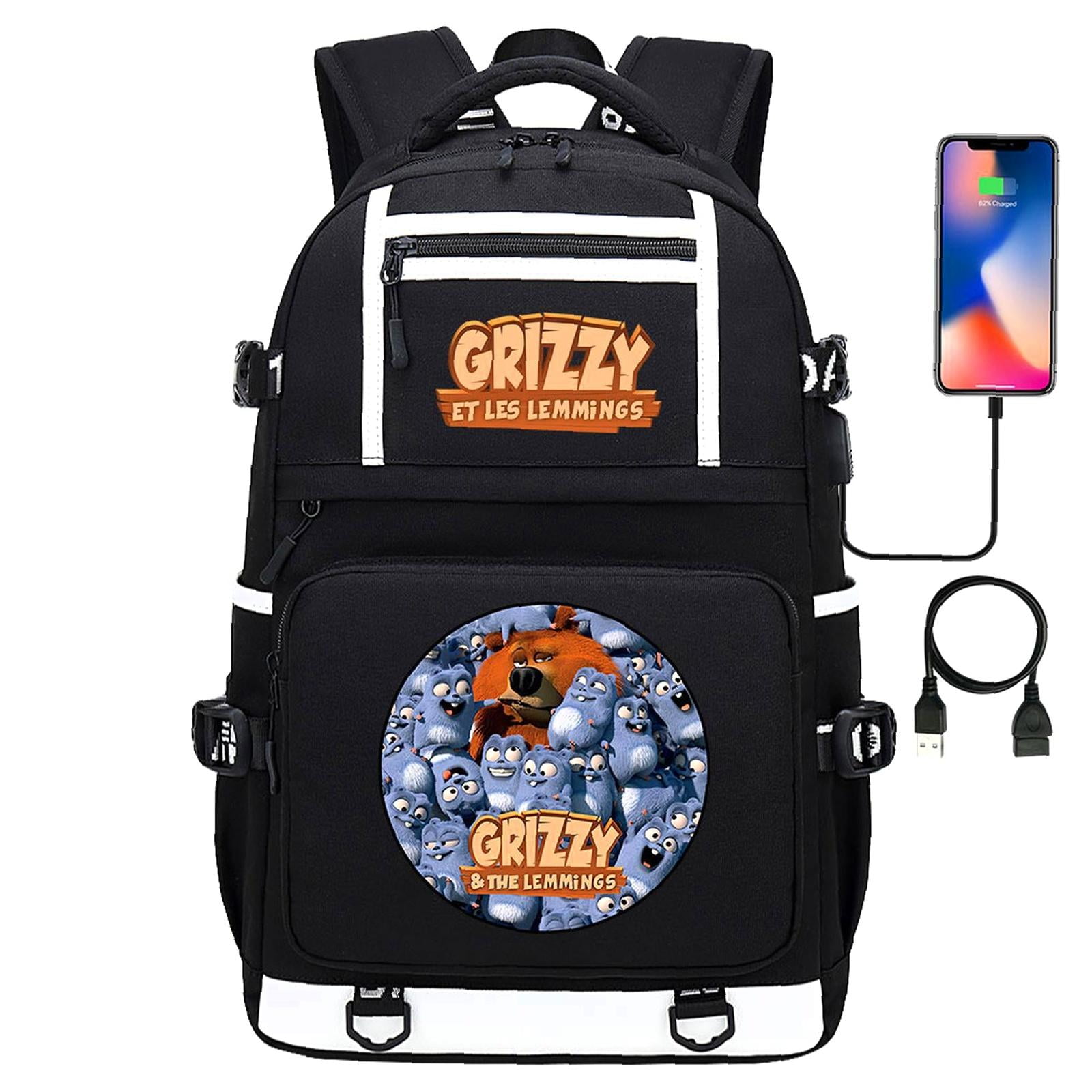 Fun Rucksacks Weekyun Grizzy Lemmings Fun Backpack with USB Charging, Multi-Pocket ...