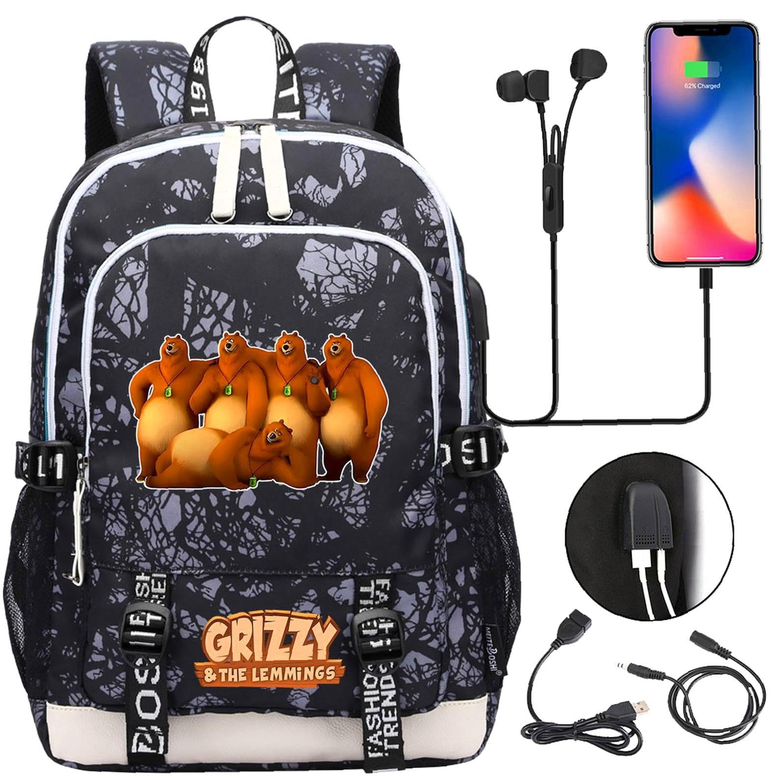 Weekyun Grizzy Lemmings fans backpack - Fun Cartoon Design, Multi ...