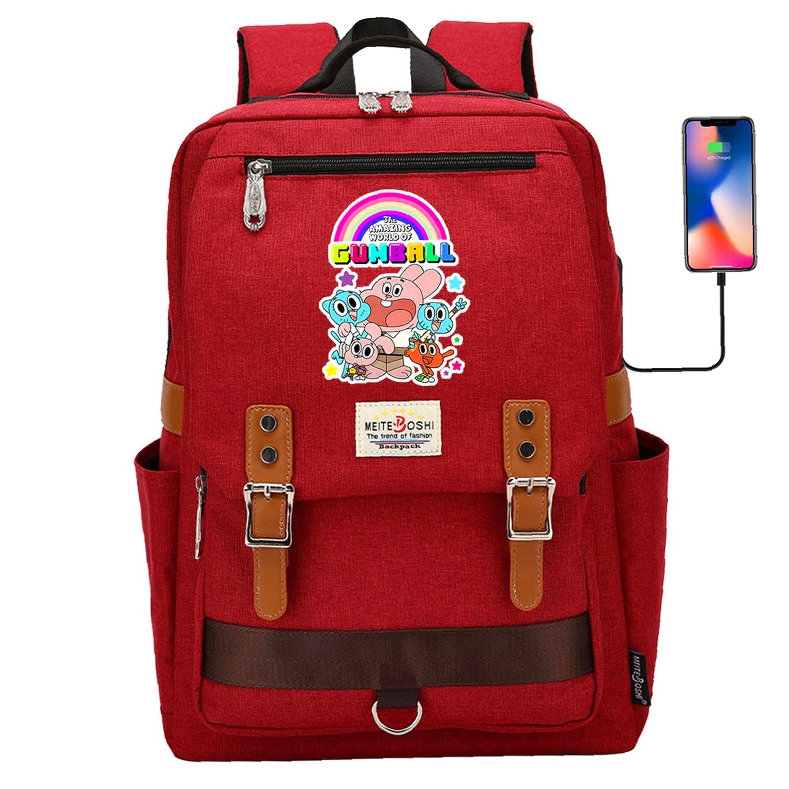 Weekyun Gumball Adventure Backpack: Cartoon Style, USB Charging, 15 ...