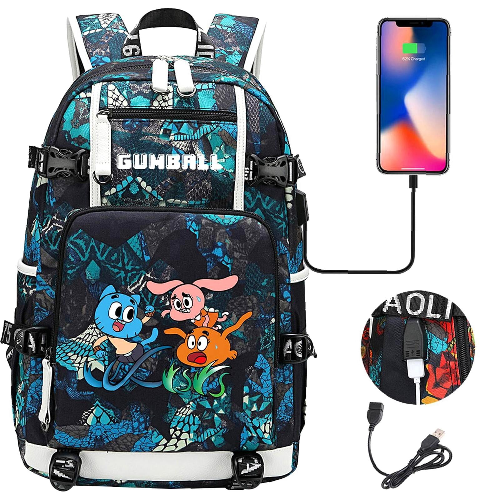 Backpack Compatible Pockets Weekyun Gumball Adventure backpack - Double-Sided Pockets, USB Charging ...