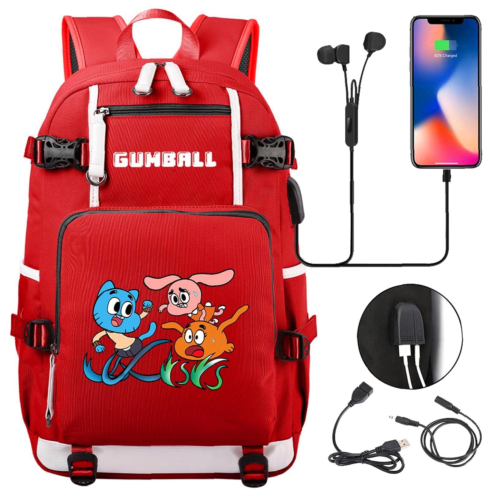 Backpack Compatible Pockets Weekyun Gumball Adventure backpack - Double-Sided Pockets, USB Charging ...