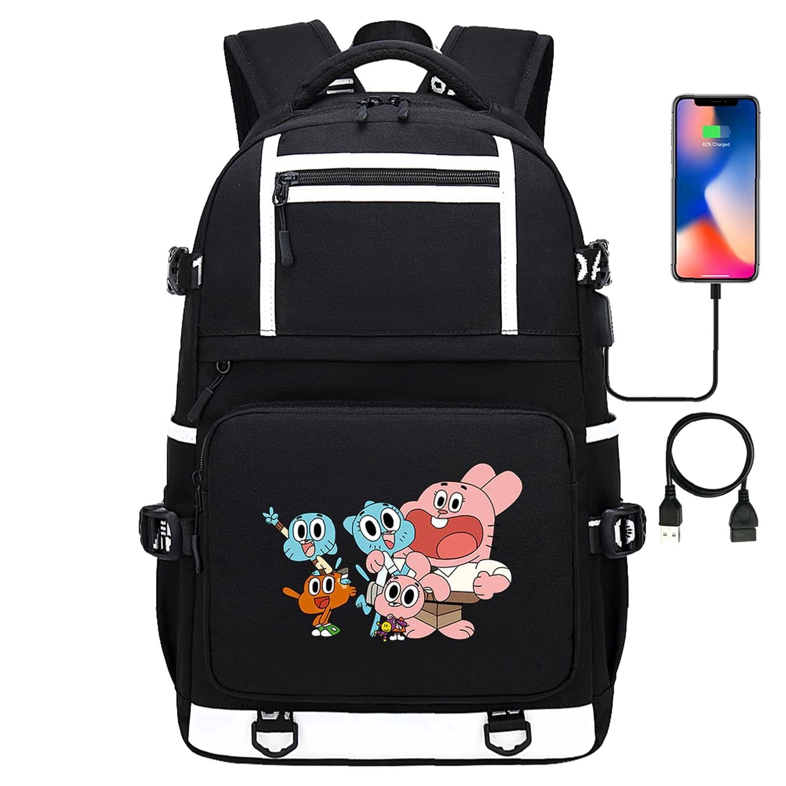 Weekyun Gumball Adventure backpack - Fun Cartoon Design, Multi-Pocket ...