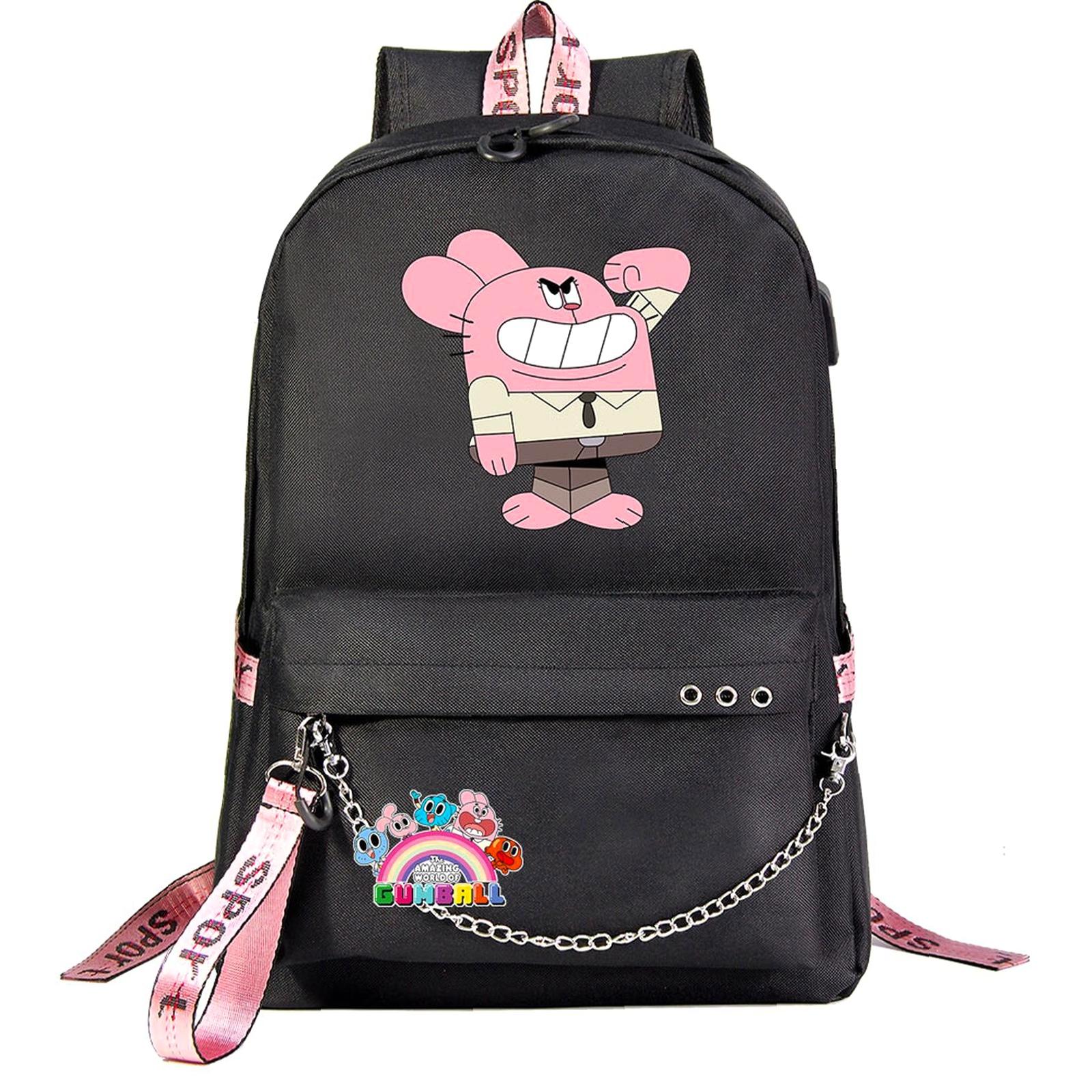 Weekyun Gumball Adventure backpack - Unisex Cartoon Bag with USB Charge ...