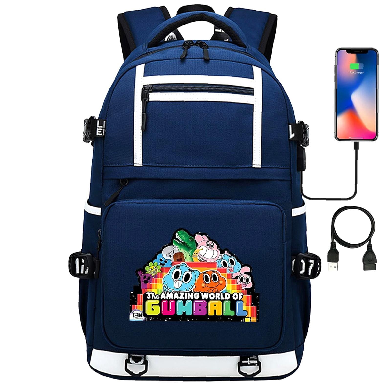 Weekyun Gumball Adventure backpack, Unisex Cartoon Bag with USB Port ...