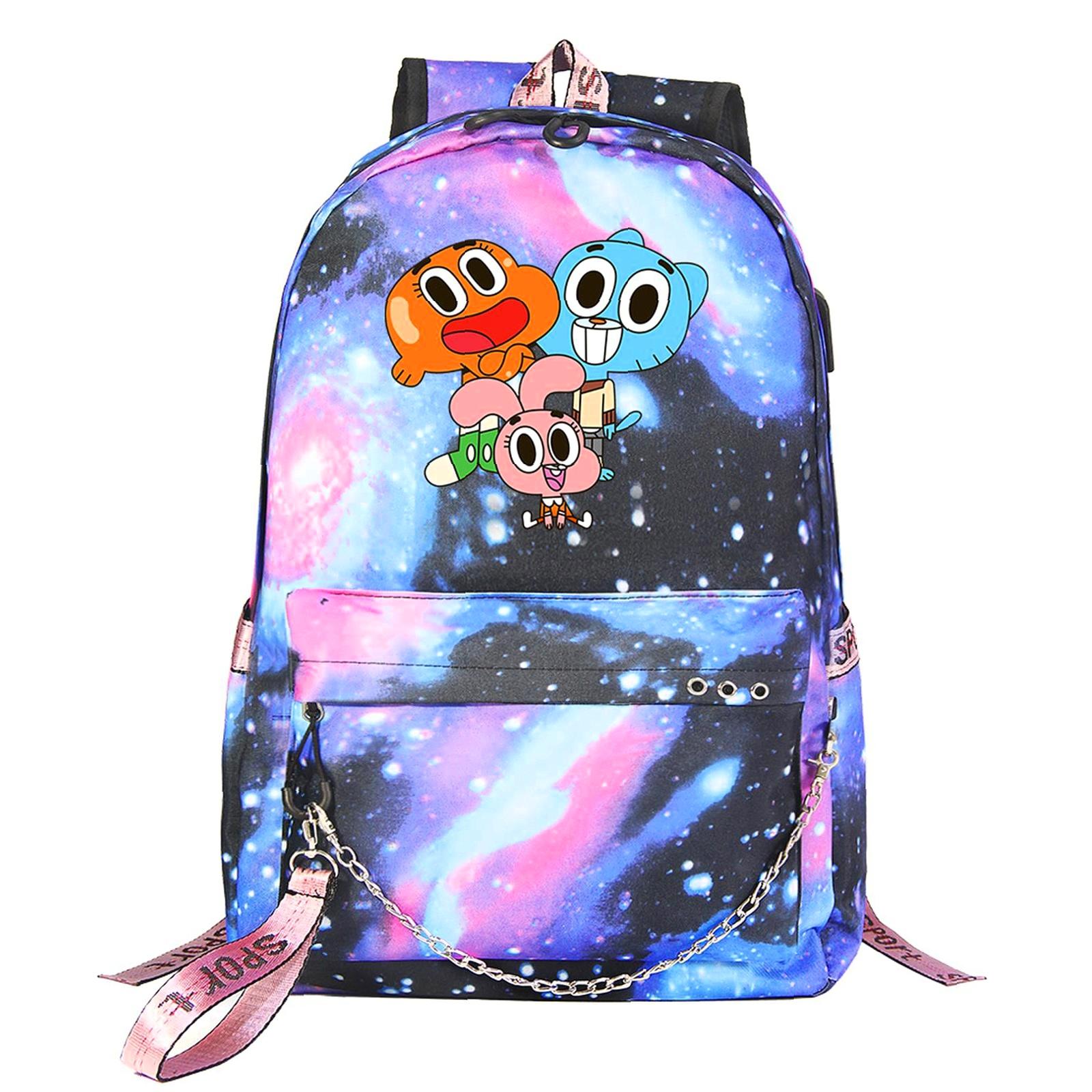 Weekyun Gumball Adventure backpack with USB Port, Double Side Pockets ...