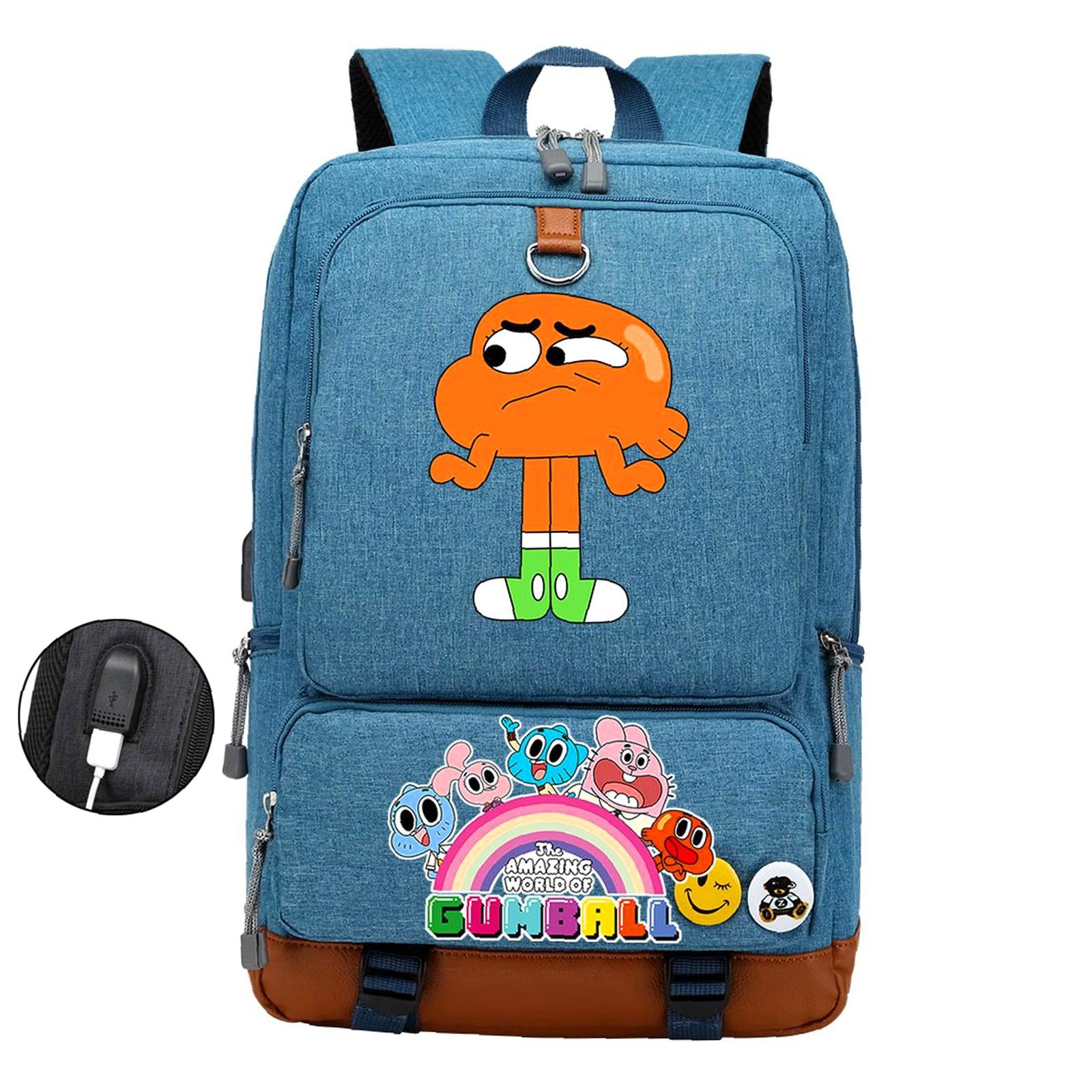Weekyun Gumball Adventure fans backpack - Square Design, USB Charging ...