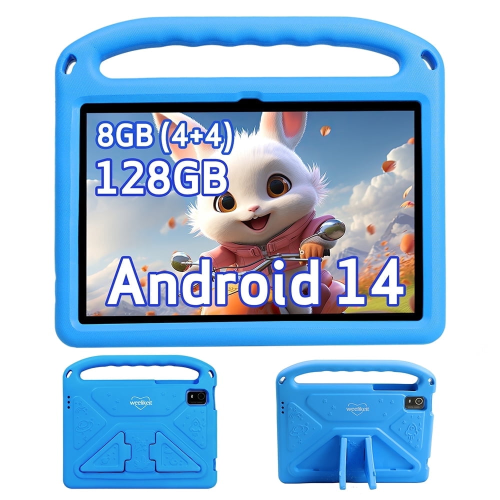 Weelikeit 10.1 inch Android 14 Tablet for kids, 8GB RAM 128GB up