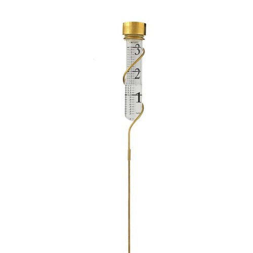 Gold and Glass Wireless Outdoor Rain Gauge with Brass Finish