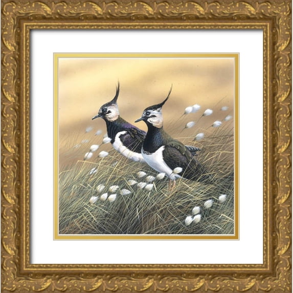 Weenink, Jan 12x12 Gold Ornate Wood Framed with Double Matting Museum Art Print Titled - Two lapwings