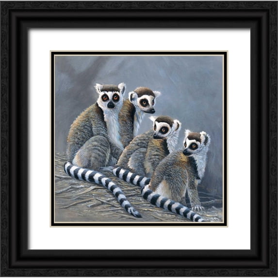 Weenink, Jan 20x20 Black Ornate Wood Framed with Double Matting Museum Art Print Titled - Four monkeys