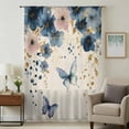 thumbnail image 1 of Weeping Blue Floral Sheer Curtains 63 Inches Long, Spring Butterflies Flowers Linen Light Filering Curtains, Breathable Simi Curtain Privacy Drapes for Living Room Bedroom Window Treatment, 1 of 9