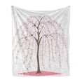thumbnail image 1 of Weeping Flower Soft Flannel Fleece Blanket, Traditional Japanese Sakura Tree Burst into Flowers Oriental, Cozy Plush for Indoor and Outdoor Use, 50" x 60", Taupe Rose and Pale Pink, by Ambesonne, 1 of 6