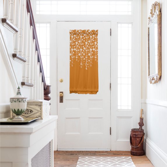 Weeping Flowers Door Curtains for Door Window, French Sidelight Front Back Door Curtains With Tieback, Orange Spring Floral Botanical Art Aesthetics Kitchen Rod Pocket Drapes Panel, 25"x40"