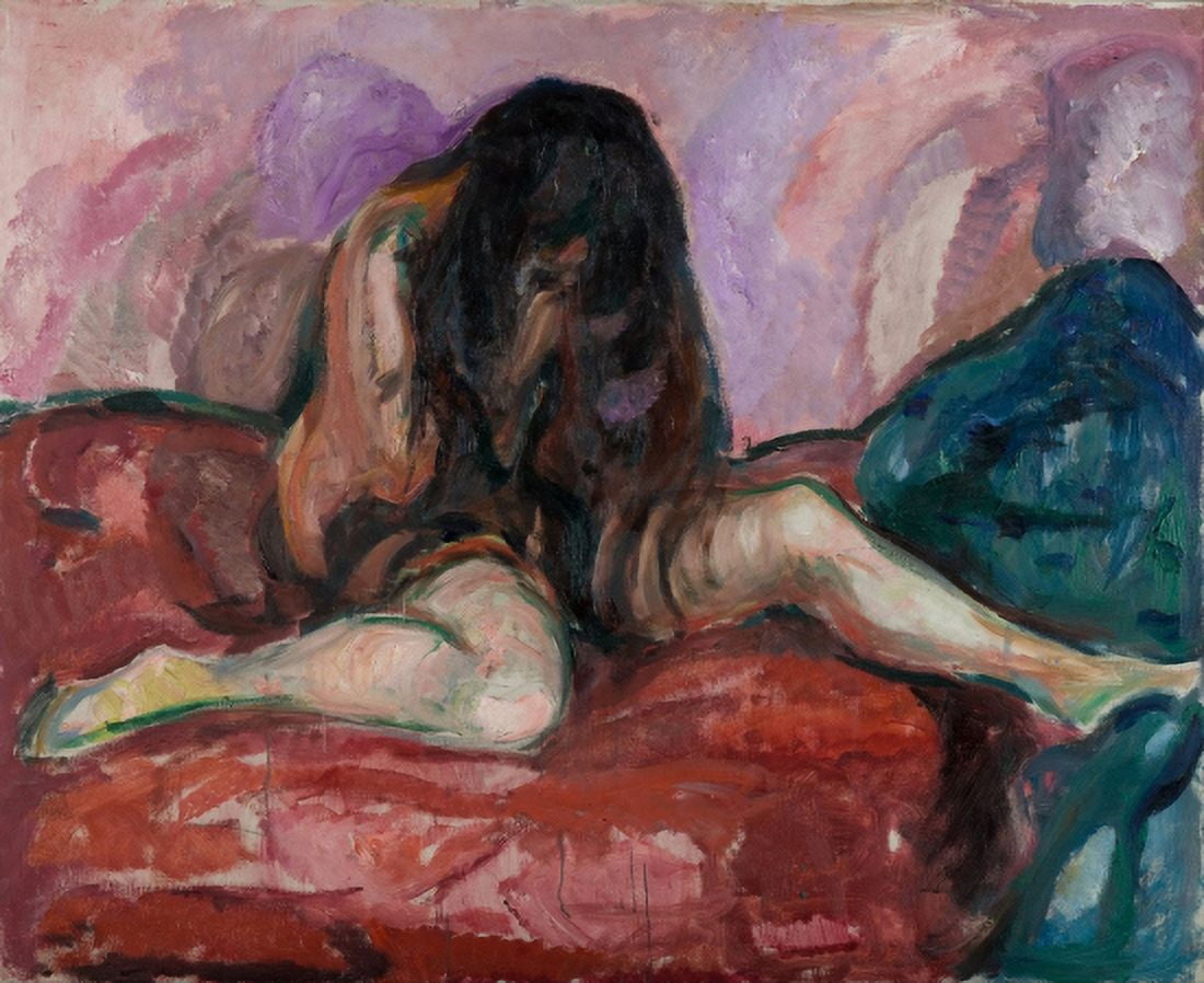 Weeping Nude Canvas Art - Edvard Munch (36 x 54)