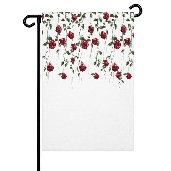 Weeping Rose Garden Flag 12x18 Inch Spring Florals Double Sided Small Decorative Garden Flags for Outside, Outdoor Yard Porch Lawn Decoration